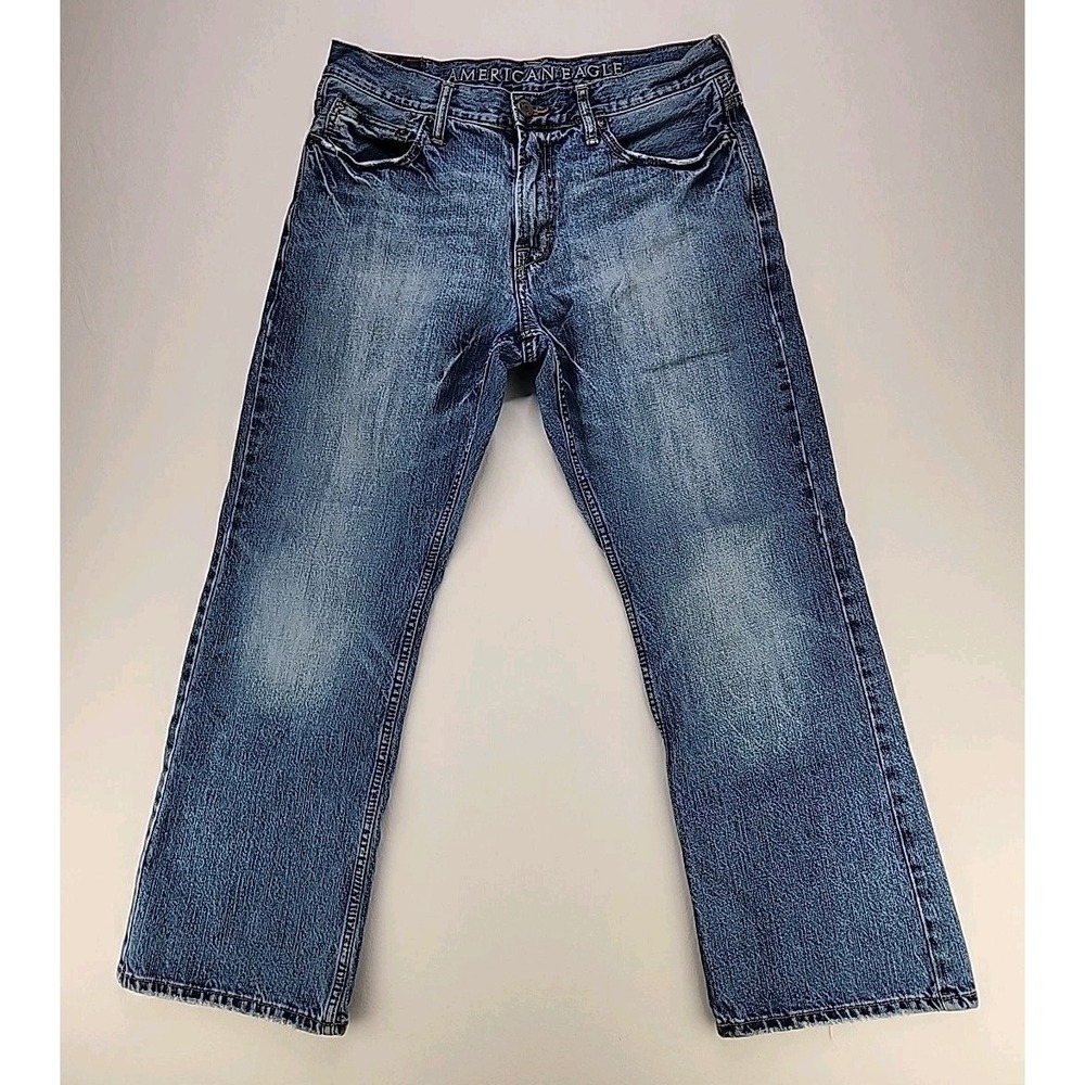 American Eagle Jeans Men's 34 x 30 Bootcut Blue 100% Cotton Denim